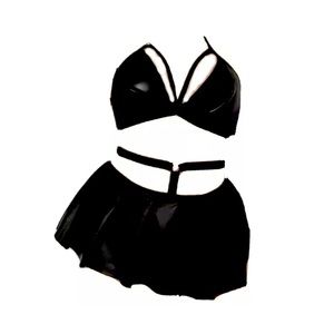 Black Leather Lingerie Costume Size M NWOT